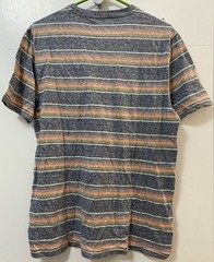 Flag & Anthem Men’s Striped Gray Coral Multicolor T-Shirt Short Sleeves Medium M