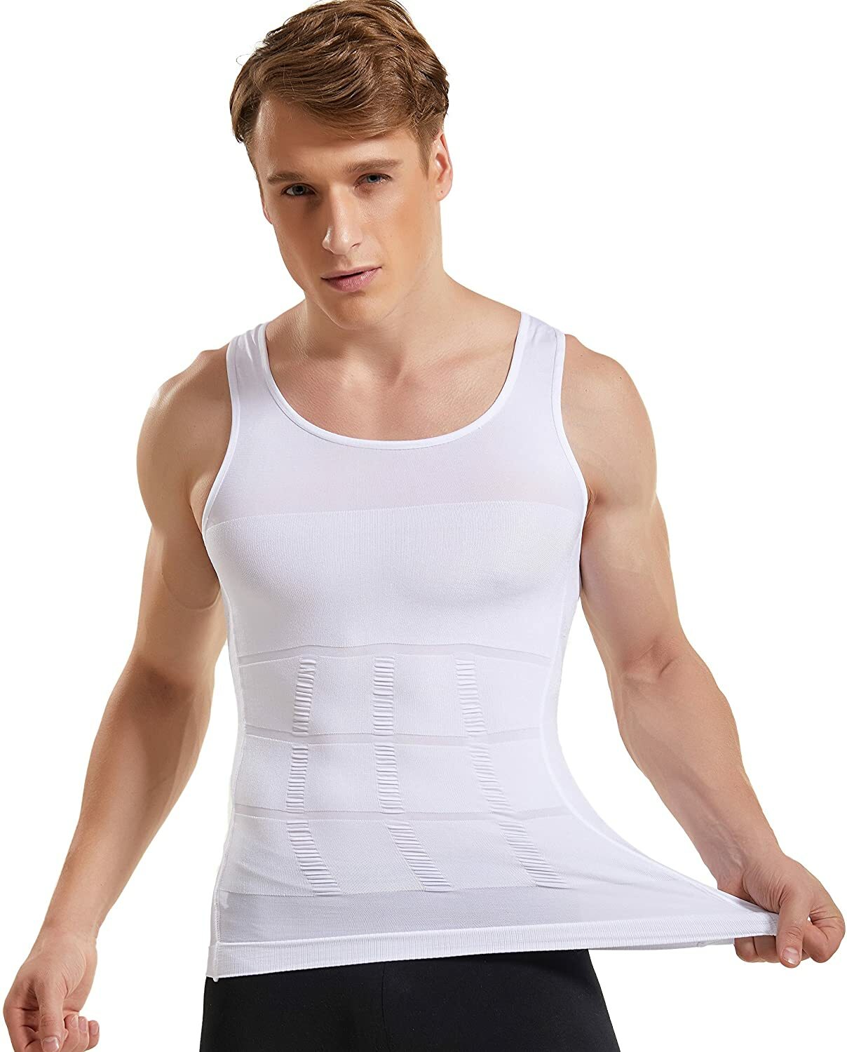 US Men Slimming Body Shaper Posture Corrector Vest Abdomen Compression Tank Tops gallery