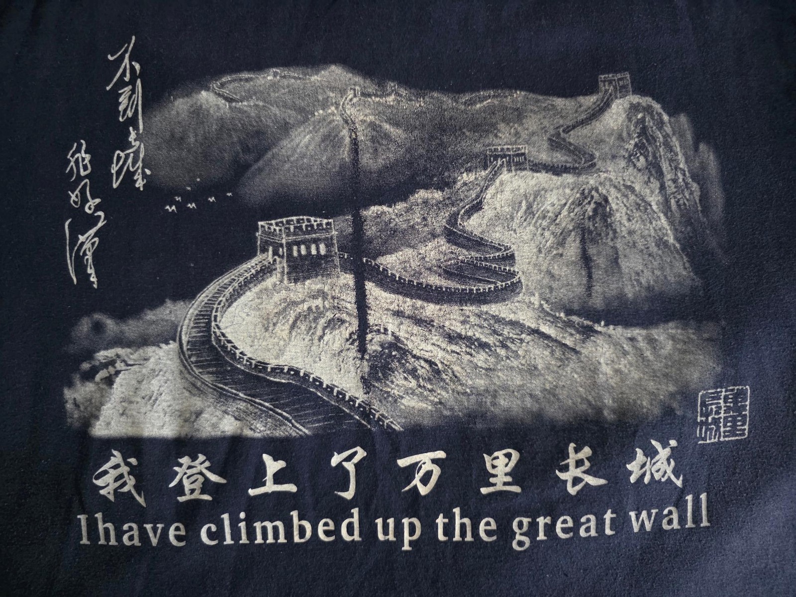 Navy Blue I Have Climbed the Great Wall of China Souvenir T-Shirt Size XXL gallery