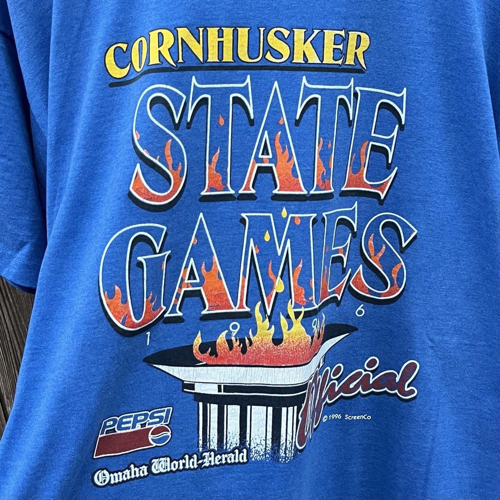 Vintage Cornhusker State Games Nebraska Graphic Tee Shirt 90s Blue Mens XXL 2XL gallery