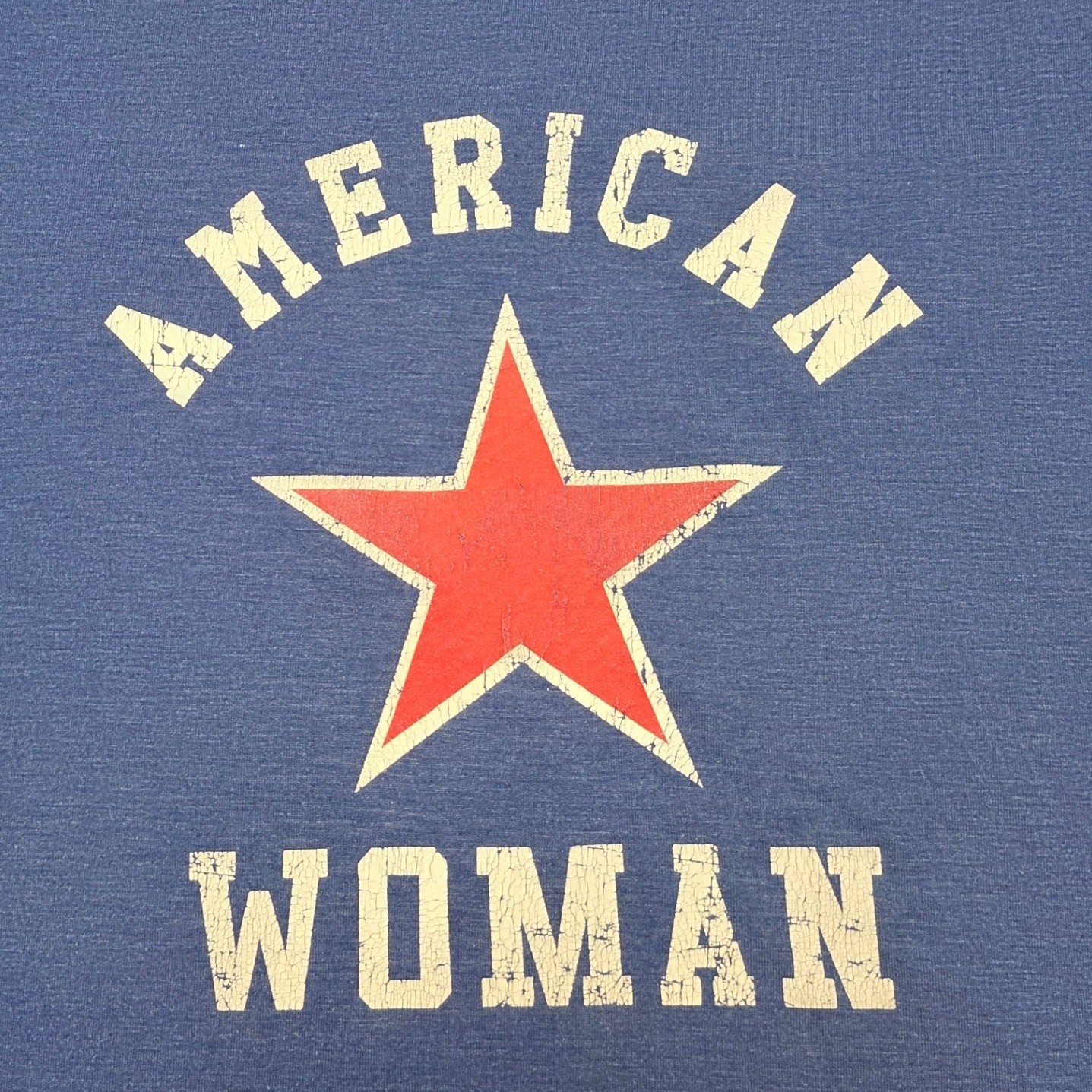 District American Woman Red Star Graphic Tee Heather Blue Tri-Blend XL Mens gallery