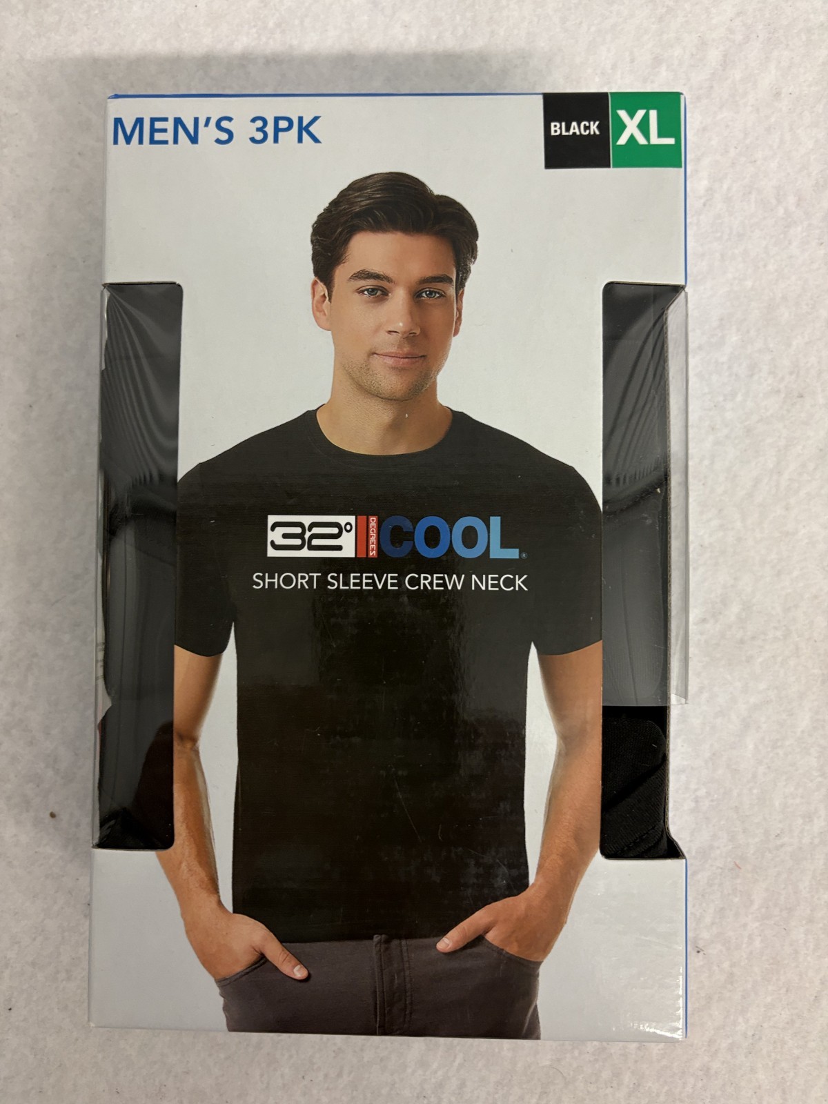 3 PACK – 32 DEGREES COOL MEN’S SHORT SLEEVE CREW NECK SHIRT BLACK