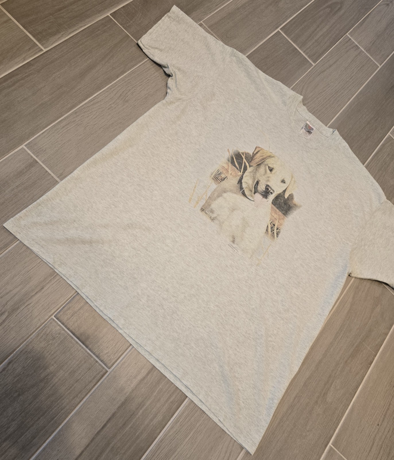 Vintage White Lab Dog Nature Art Graphic Shirt Men’s XXL Gray Steve Hamrick gallery