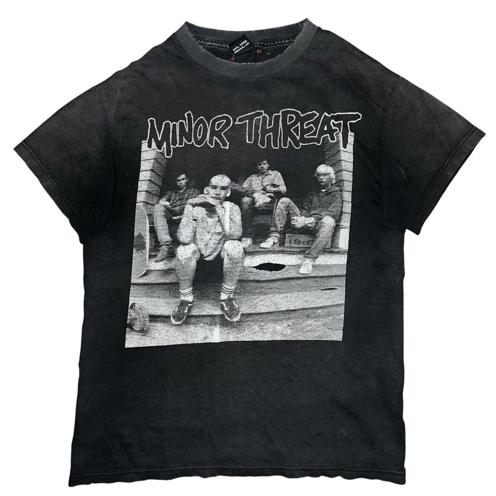 Vtg Y2k Impact Merchandising Minor Threat Punk Band Faded Distressed T Shirt S
