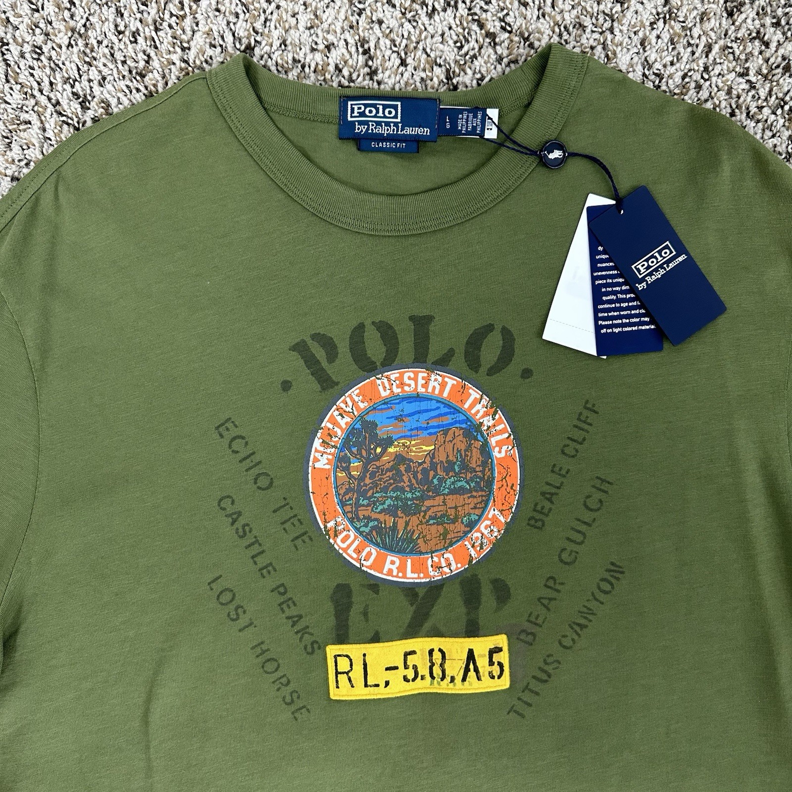 Polo Ralph Lauren RL Mojave Desert Trails T Shirt Mens Large Voyager Green NWT gallery