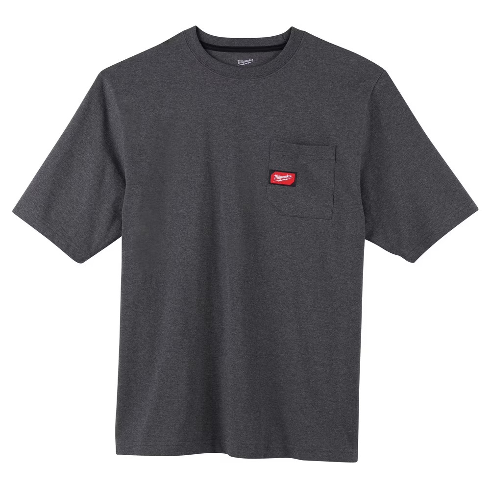 NEW Milwaukee 601G-XL Men's Short-Sleeve Pocket T-Shirt Gray Heavy Duty XLarge gallery