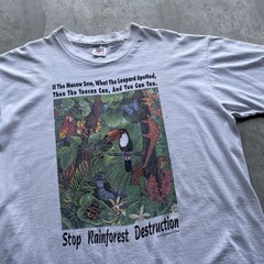 Vintage Stop Rainforest Destruction T Shirt Mens XL 90s Human-i-Tees USA Graphic