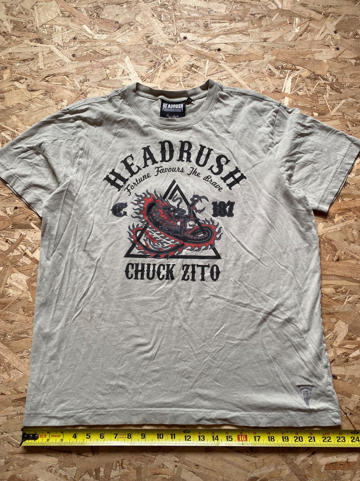 Light Grey Headrush with dragon Graphic T-shirt size 2XL Regular fit men's gallery