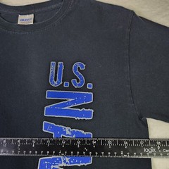 US Navy Double Sided Retro T-shirt Small Black Military Crew Tee Y2K Streetwear