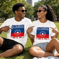 Juneteenth Red White Blue Freedom Flag T-Shirt, Blue Juneteenth Flag Shirt