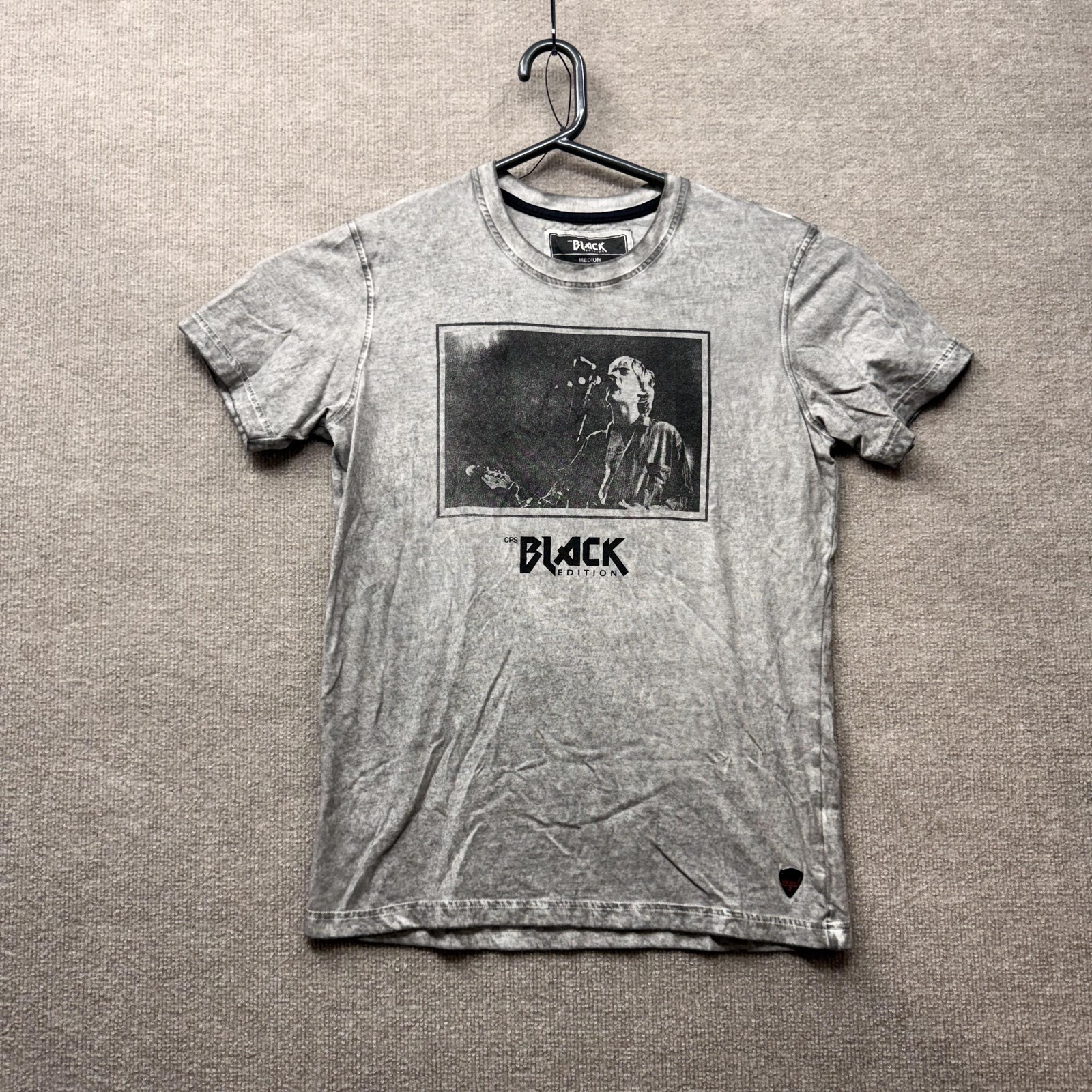 CPS Black Edition Shirt Mens Medium Gray Kurt Cobain Graphic Rock Tee