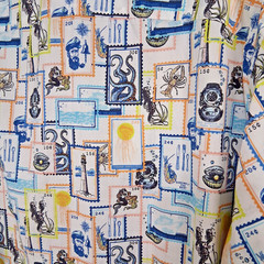 Murano Button Down Collared Nautical Theme Stamp XLT Short Sleeve Mens Shirt