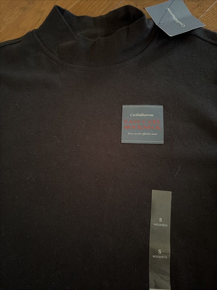 Men’s Cotton L/S Mock Turtleneck, Croft&Barrow, NWT, Black, Small