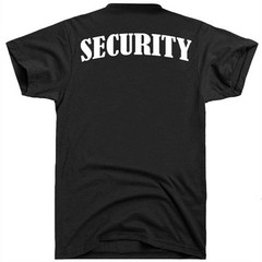 SECURITY T SHIRT event bouncer event staff Black DOUBLE SIDED uniform