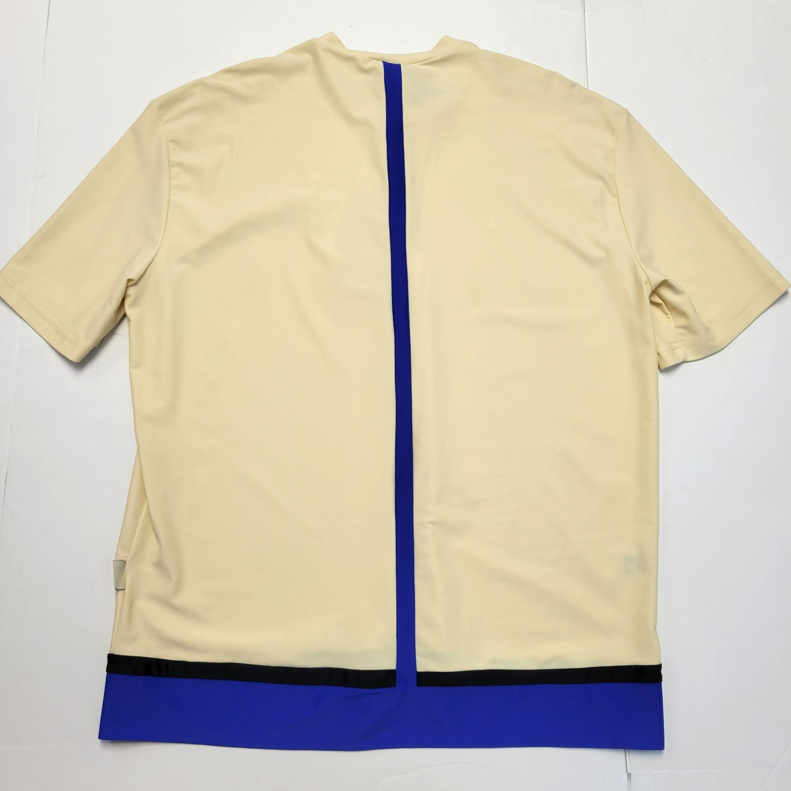 $195 New VERSACE JEANS COUTURE Nylon Blend Crew Neck T-Shirt Men XL Cream Blue gallery