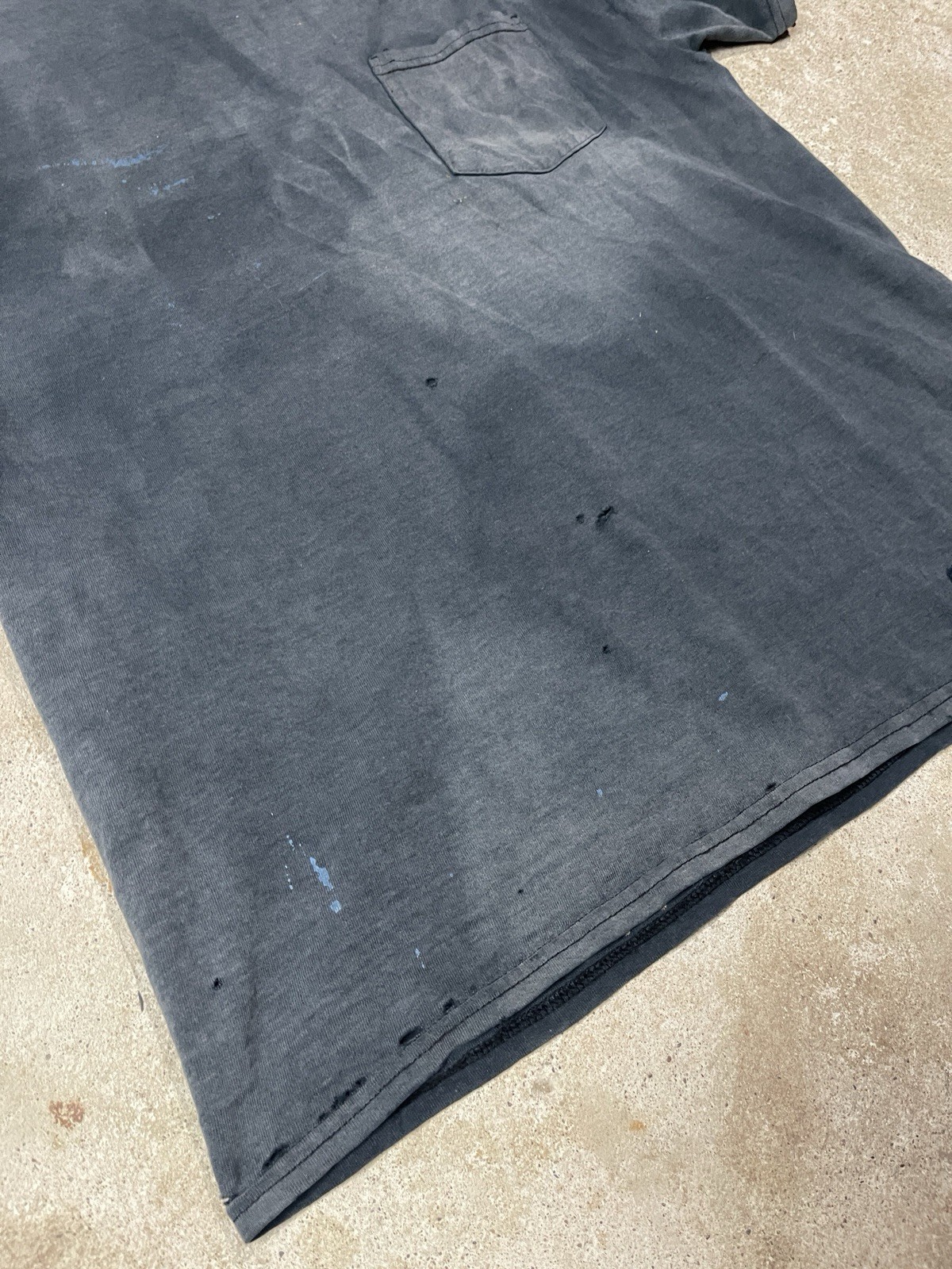 Vintage Sun faded Pocket T-Shirt Gradient Thrashed Mens Size L Distressed Black gallery