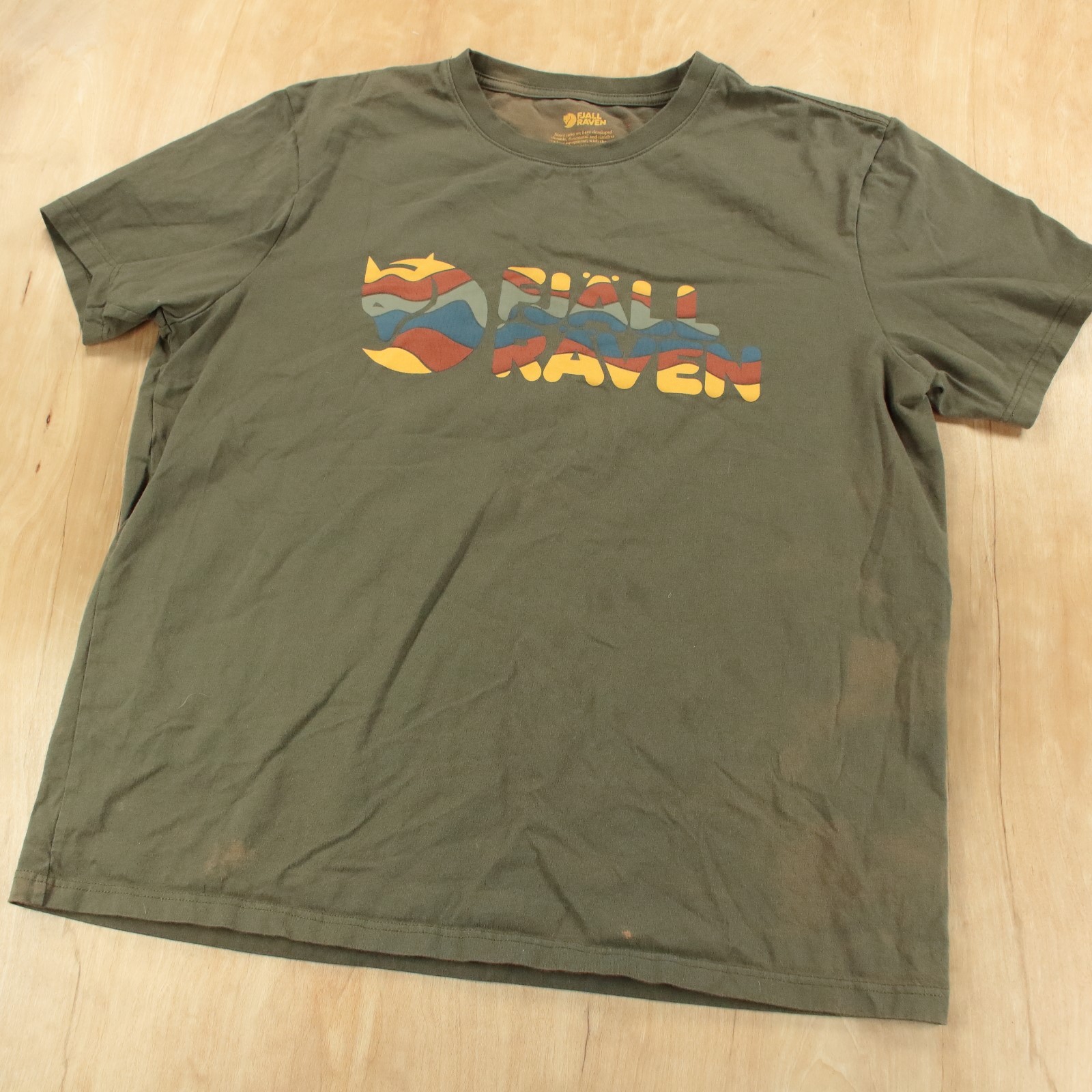 FJALLRAVEN Arctic Fox logo t-shirt LARGE tag sweden nordic outdoor camp