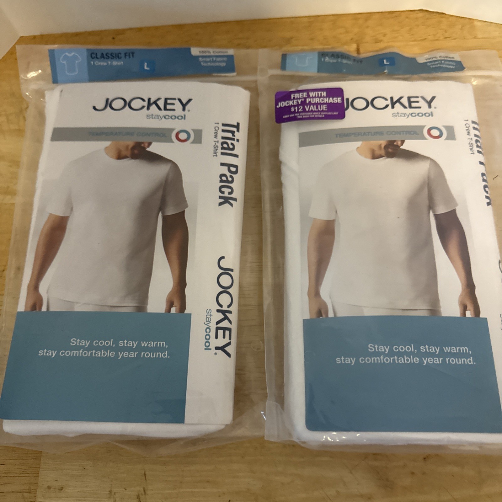 New Jockey Men’s Classic (2) 1-Pack Crew Neck T-Shirt Large Staycool