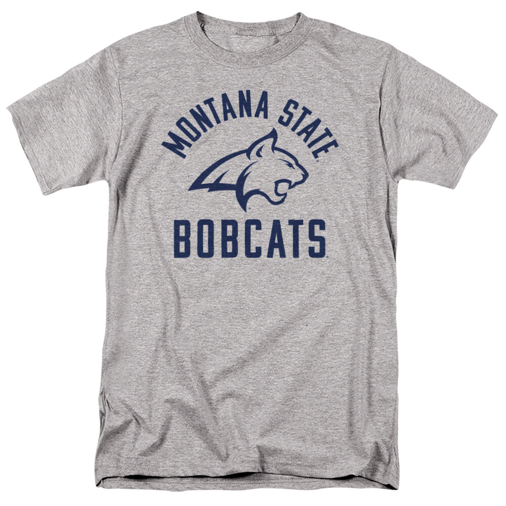 Montana State University Adult T-Shirt One Color Logo, Athletic Heather, S-5XL