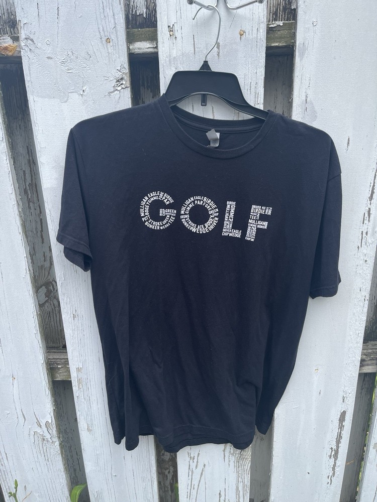 Next Level Apparel Men’s XL Black “GOLF” Graphic T-Shirt Golf Themed Short Sleev