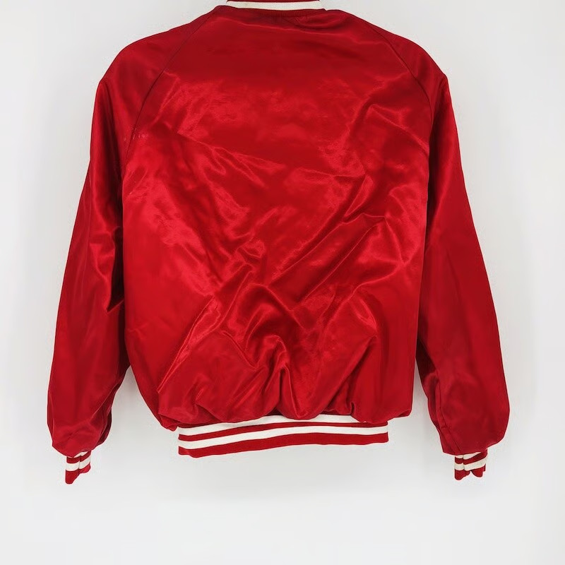 Vintage Jolt Cola Red Satin 100% Nylon Bomber Jacket WestArt Lined Size XL gallery