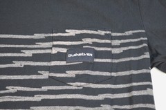 Quiksilver Black White Striped Zig Zag Lightning Bolt Medium Pocket T Shirt