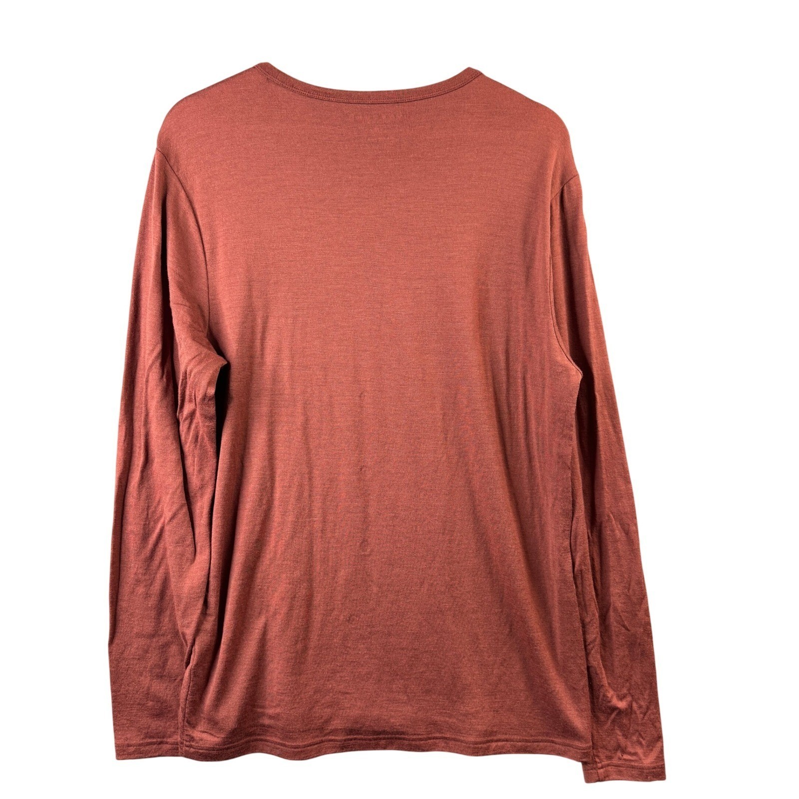 Unbound Merino Mens Long Sleeve Crew Neck T-Shirt Rust Red 100% Merino Wool Sz M gallery