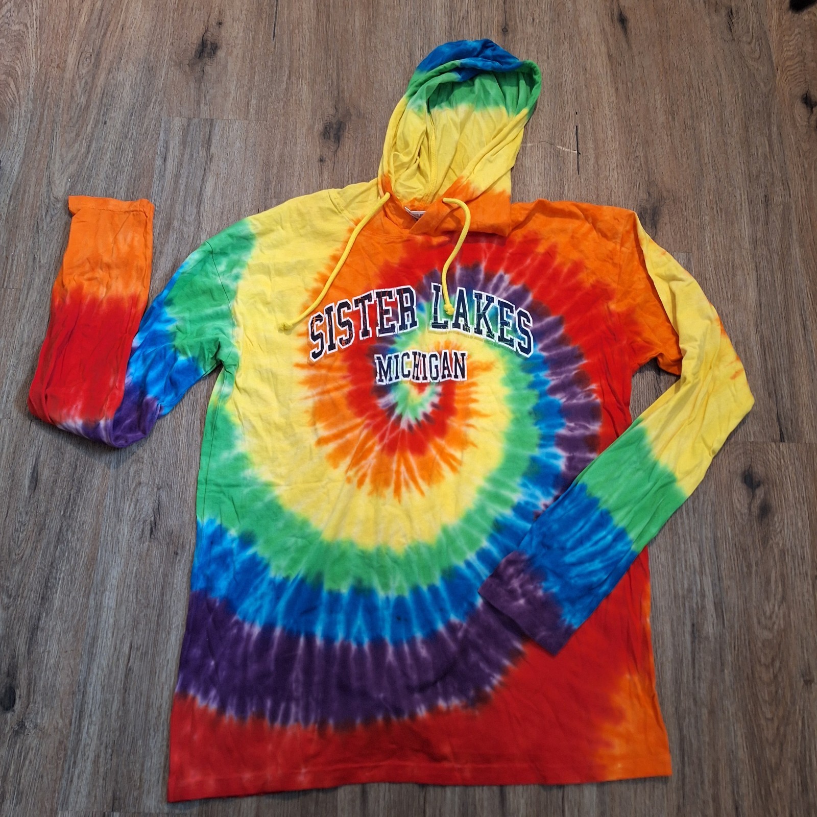 TIE DYE Hoodie Fall Vibes Blotter Hooded Shirt XL Extra Long Athleisure Athletic