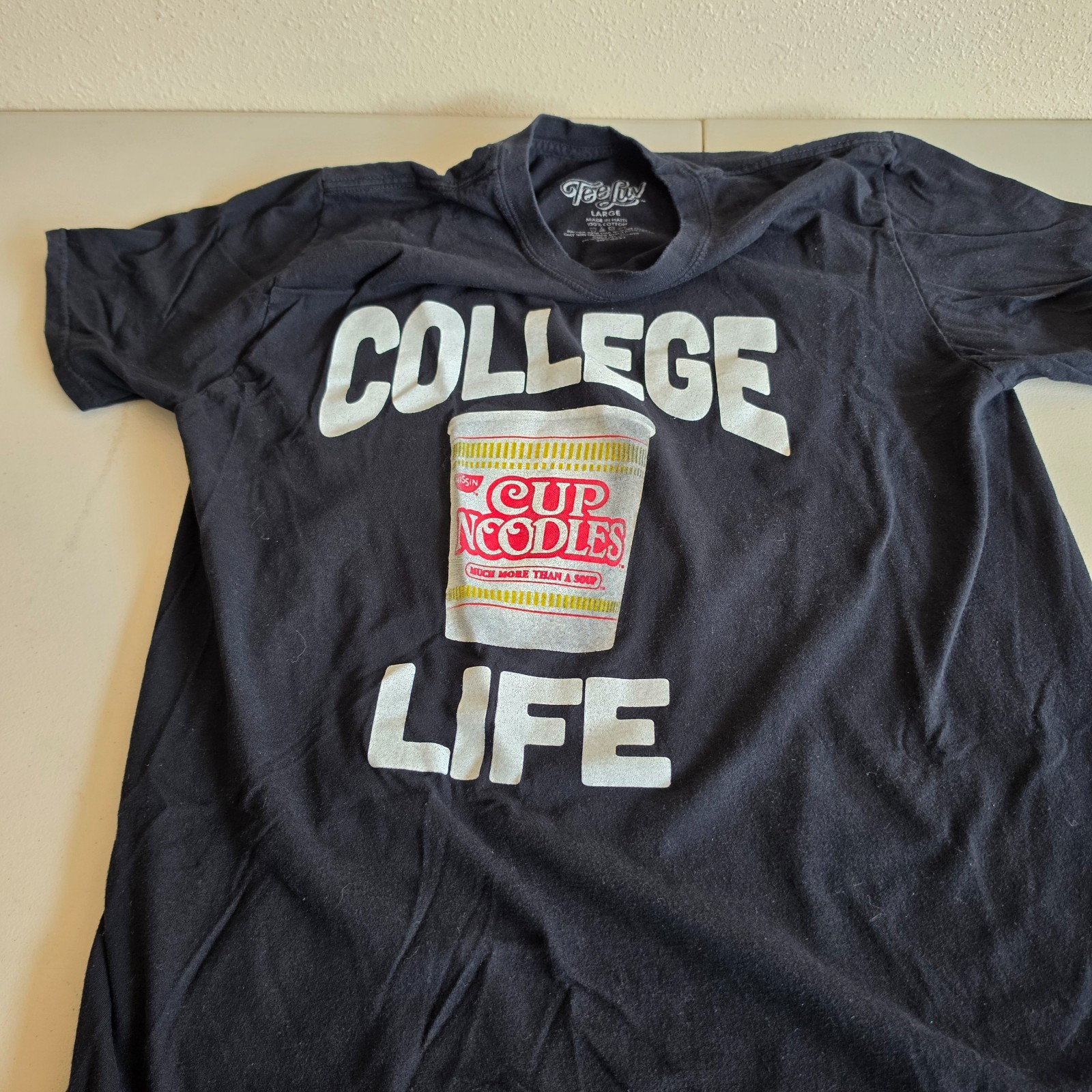 College Life Cup of Noodles Black Shirt by Tee Luv Adult Size Large gallery