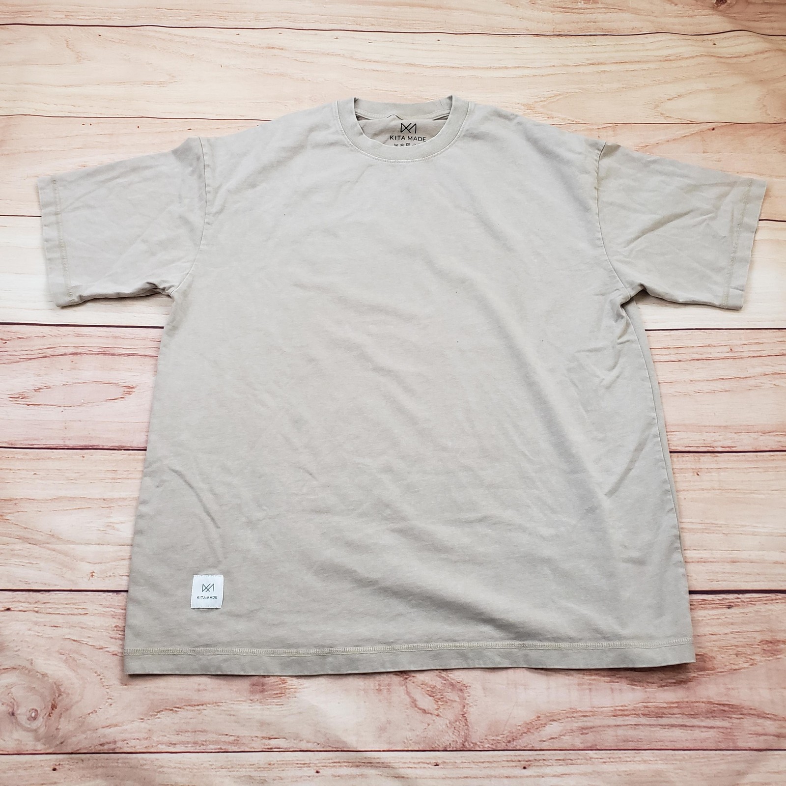 Kita Made Shirt Mens Large Beige Crewneck Let It Different Minimalist gallery