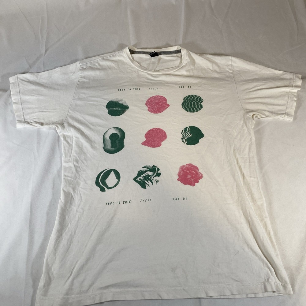 Volcom Stone Mens True To This Eyeball T Shirt size Large Ivory Skate Wear