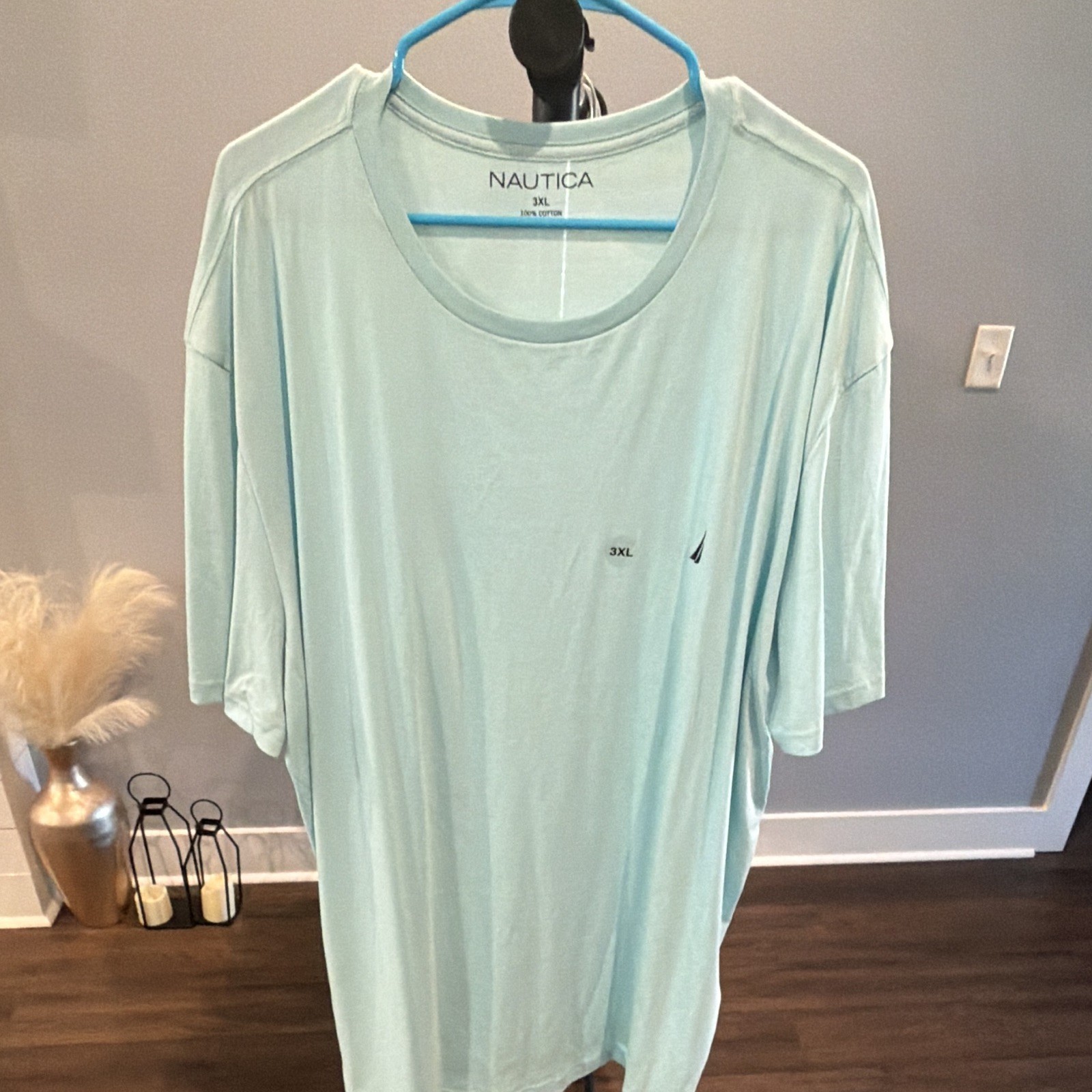 Nautica Light Blue Crew Neck Short Sleeve Logo Jersey Cotton T-Shirt Men's 3XL gallery