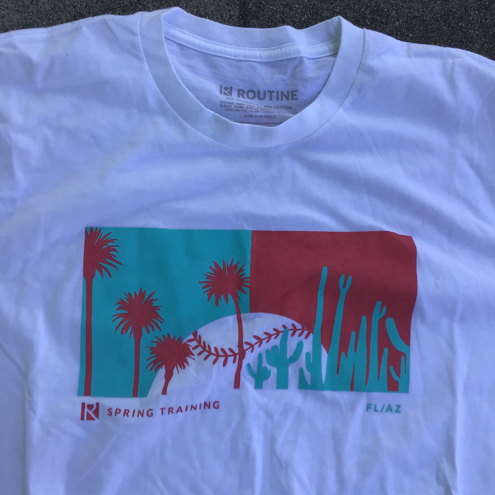 Routine Men Large Short Sleeve Shirt White Baseball Spring Training Fl AZ gallery