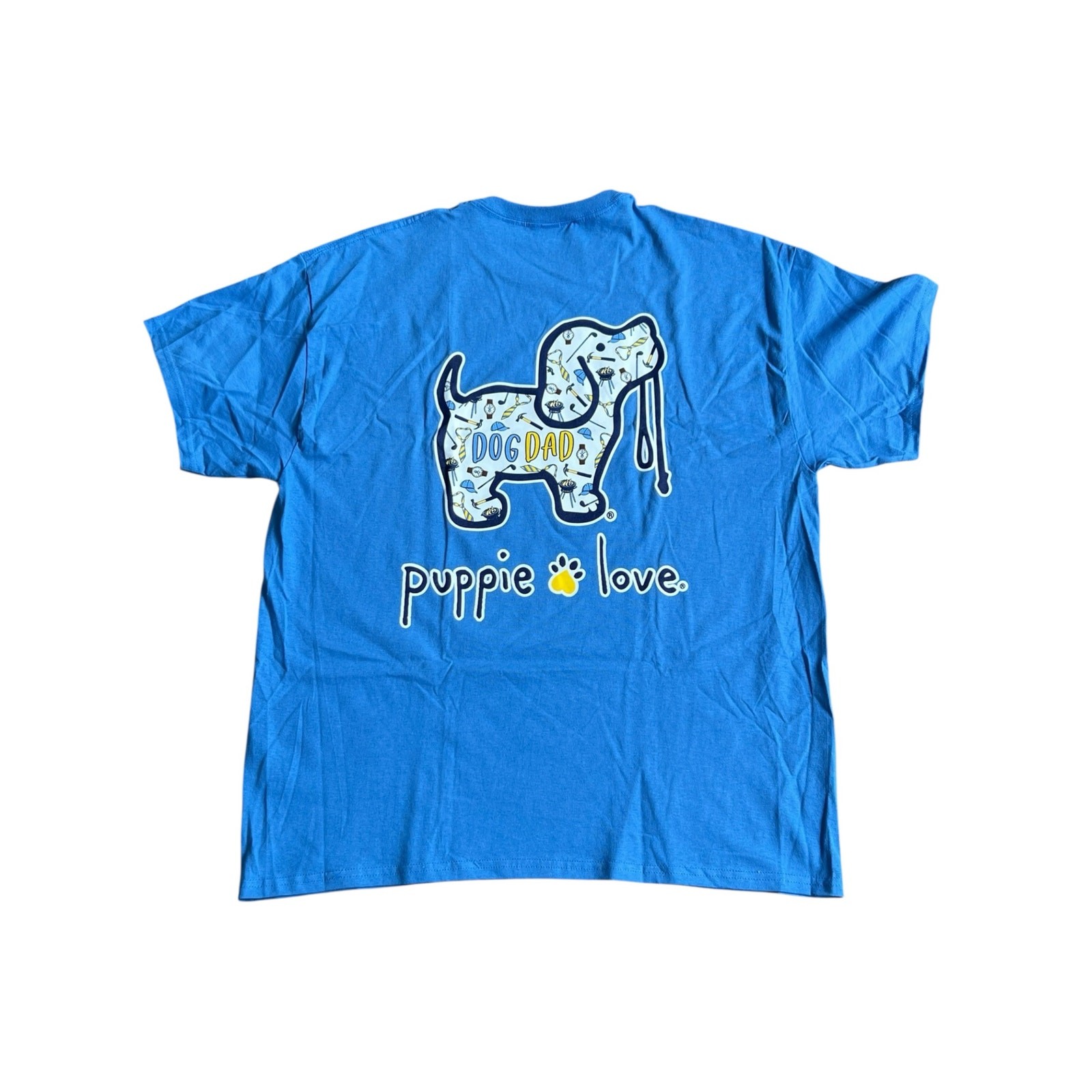 Puppie Love Dog Dad Graphic T Shirt Mens Size XL Blue Rescue Tee NWT