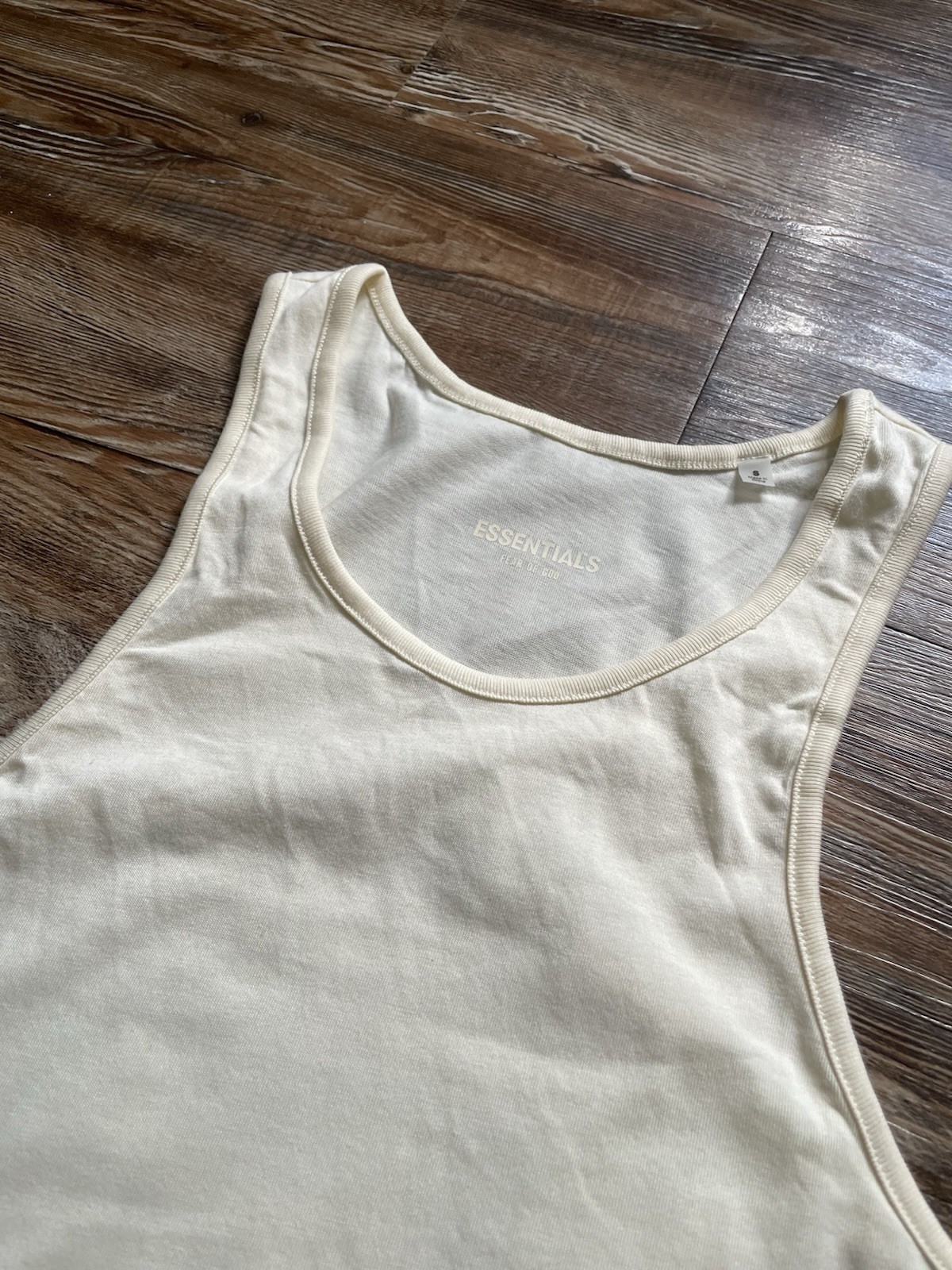 Essentials Fear of God FOG Basic Tank Top Singlet Vest Cream Size S Men's gallery
