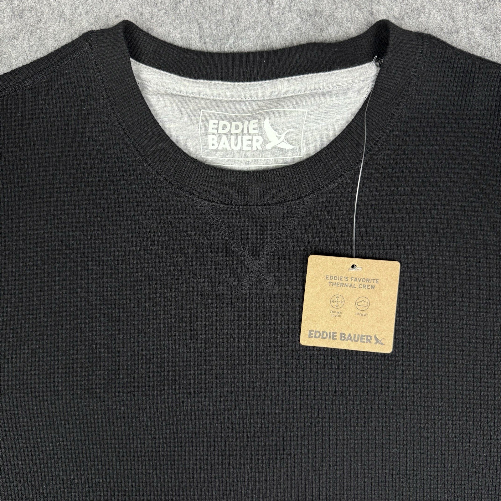 Eddie Bauer NWT Shirt Mens Small Black Crew Neck Long Sleeve Casual Thermal Knit gallery