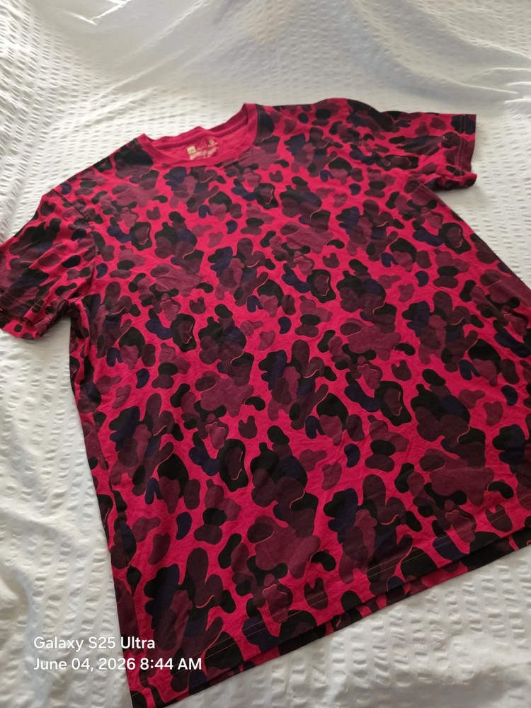 Xersion Men’s Crew Neck Short Sleeve Red Camo T-shrt 100% Cotton 47″ Chest 3″ ,