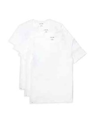 Lacoste Essential 100% Cotton Crewneck Tees, Pack of 3, White (INT1)