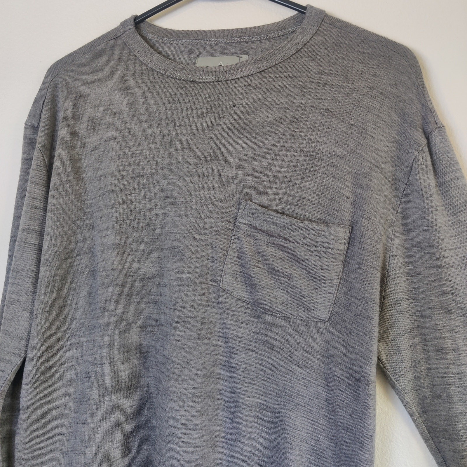 Cadet Military Inspired Wool Blend Long Sleeve T Shirt Small Gray Base layer gallery
