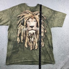 The Mountain Lion Rasta Headphones Graphic T-Shirt Men Green Men 2XL Tie Dye