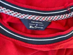 Ben Sherman Logo Pocket Ringer short sleeve Red T Shirt Mens L Large