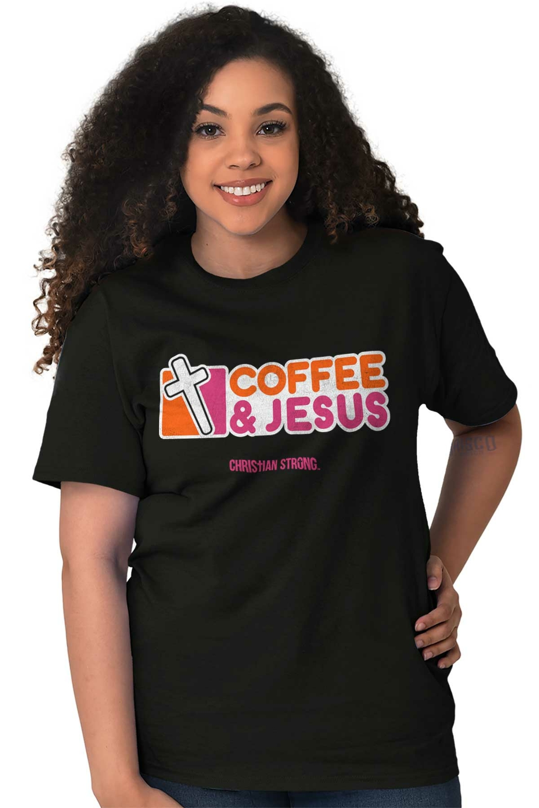 Coffee And Jesus Christ Religious Christian Adult Short Sleeve Crewneck Tee gallery