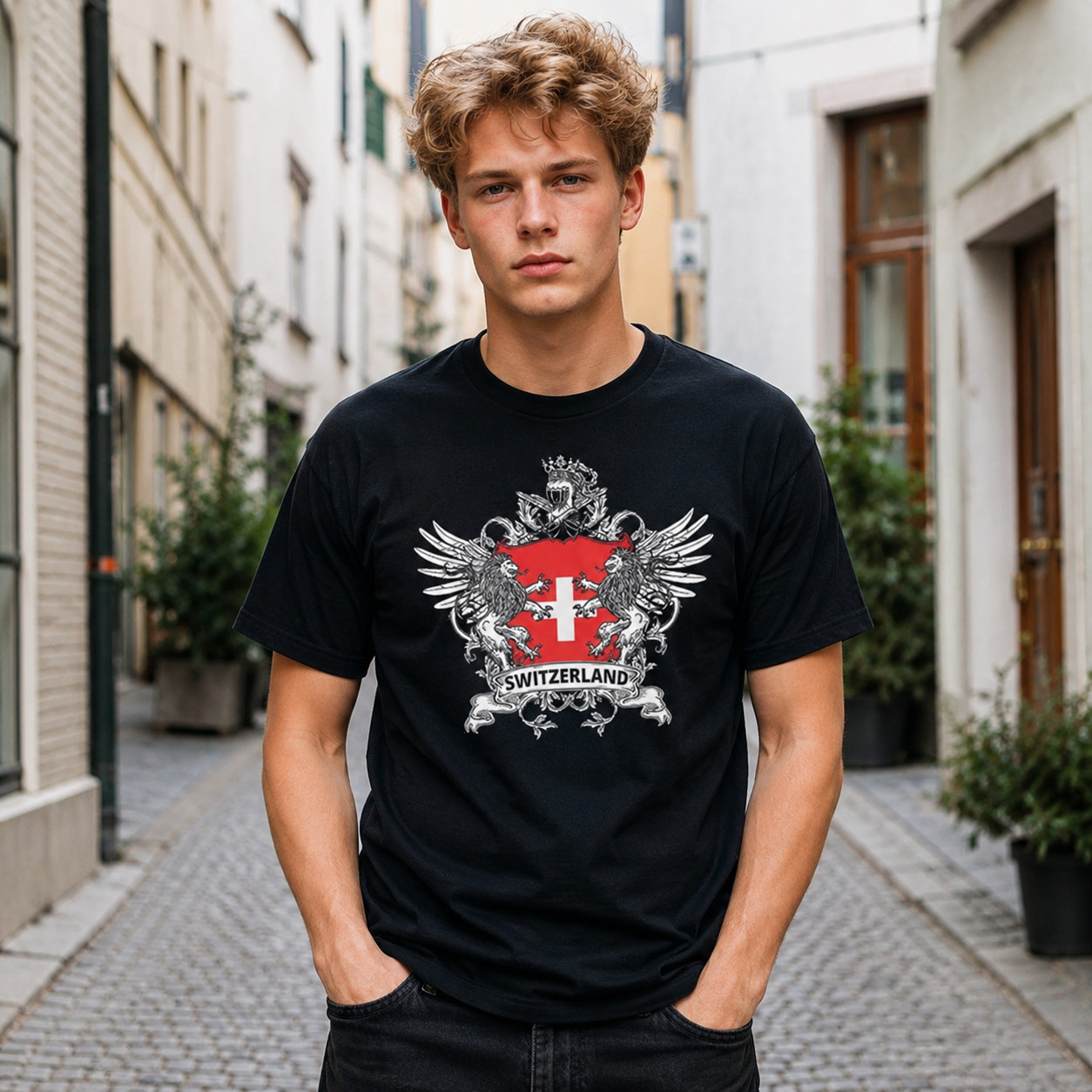 Switzerland Alps Mountain Graphic T-Shirt Swiss Flag Travel Adventure Tee gallery