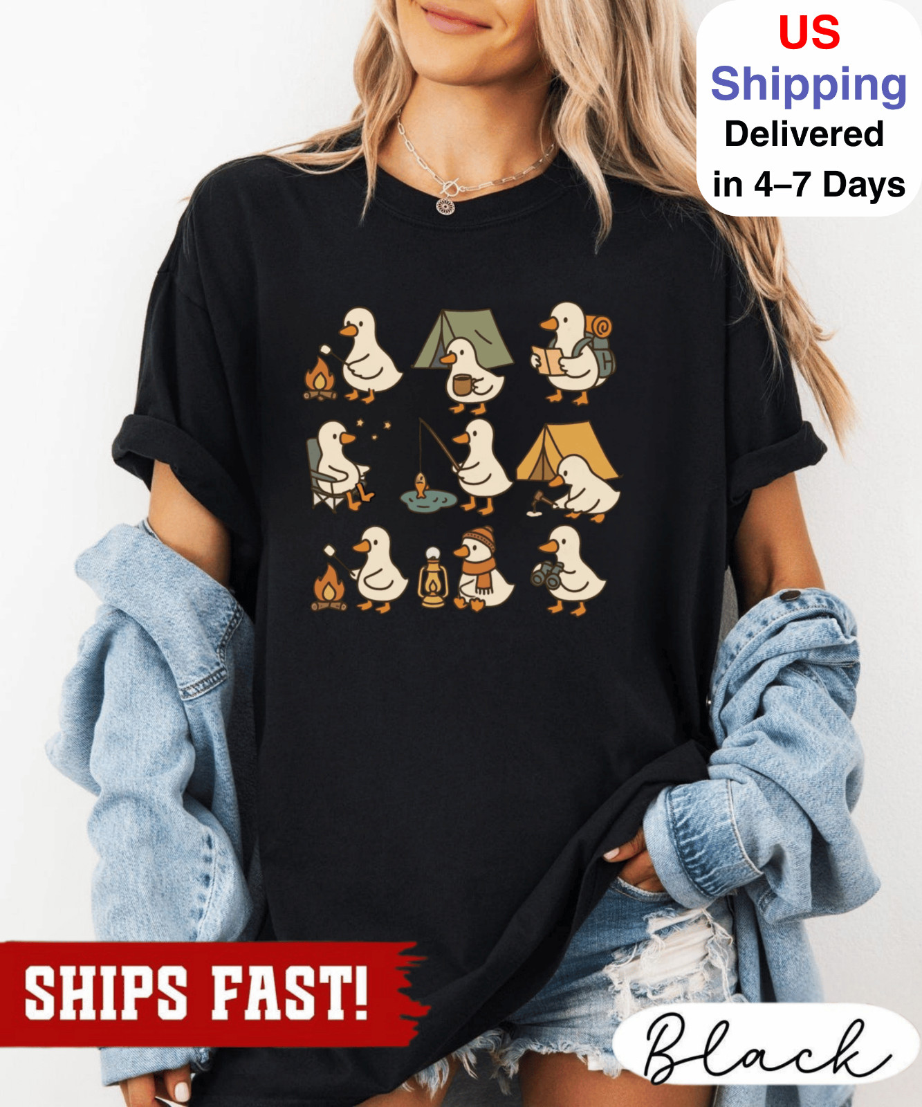 Cute Goose Camping Shirt, Funny Outdoor Adventure Tee, Cozy Camper Shirt, Hiking gallery