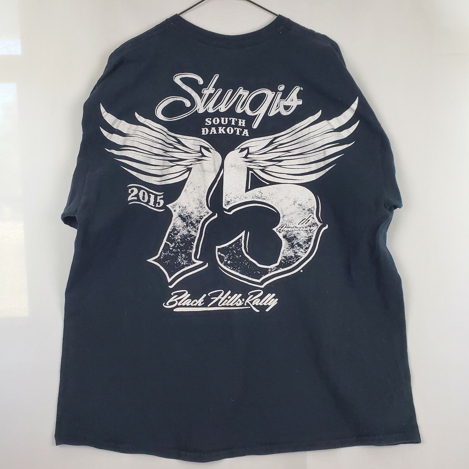 STURGIS 75TH ANNIVERSARY T SHIRT 2015 BLACK HILLS RALLY MOTORCYCLE WINGS 2XL gallery