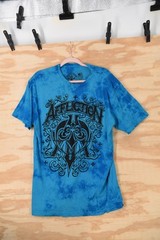 Affliction Blue Crystal Wash Tie Die Double Sided T-Shirt Size XL