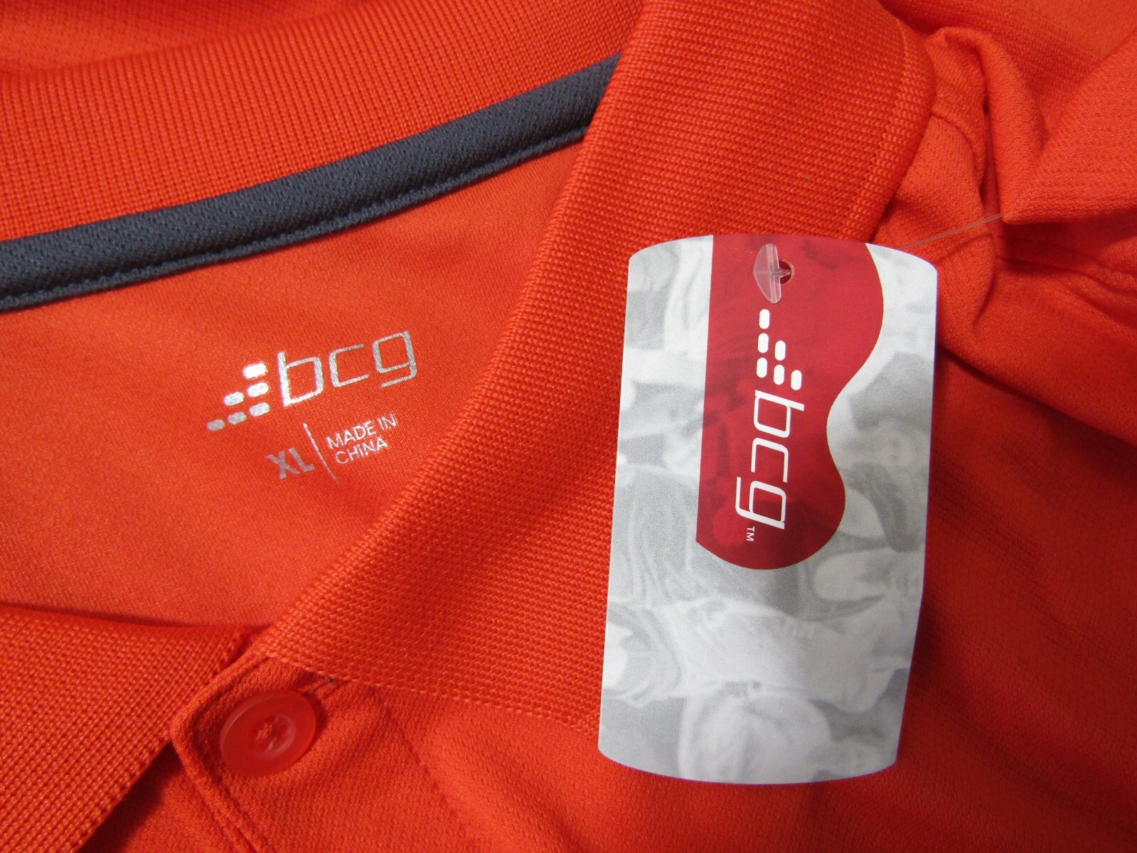 NWT BCG Men's Training Coaches Polo Spicy Orang1/4 Button Polo Shirt Men's XL gallery