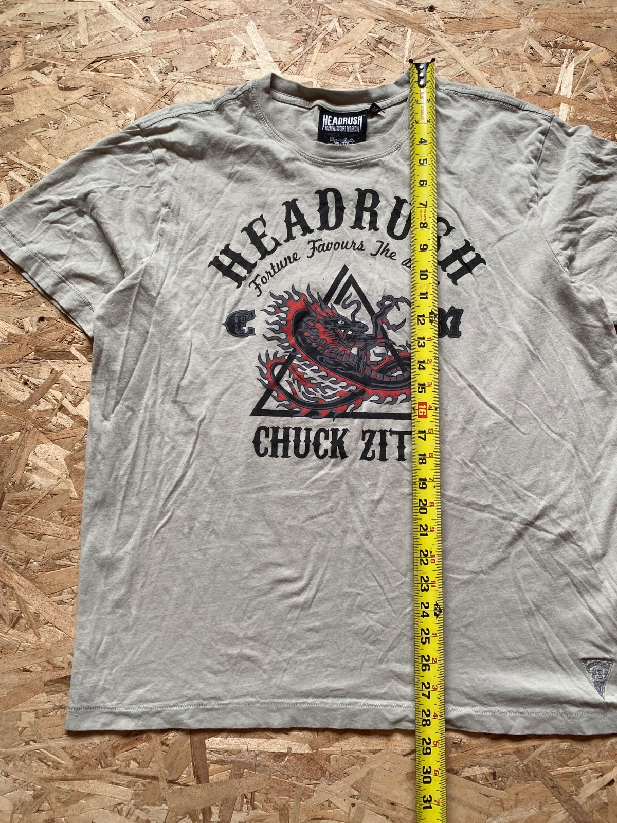 Light Grey Headrush with dragon Graphic T-shirt size 2XL Regular fit men's gallery