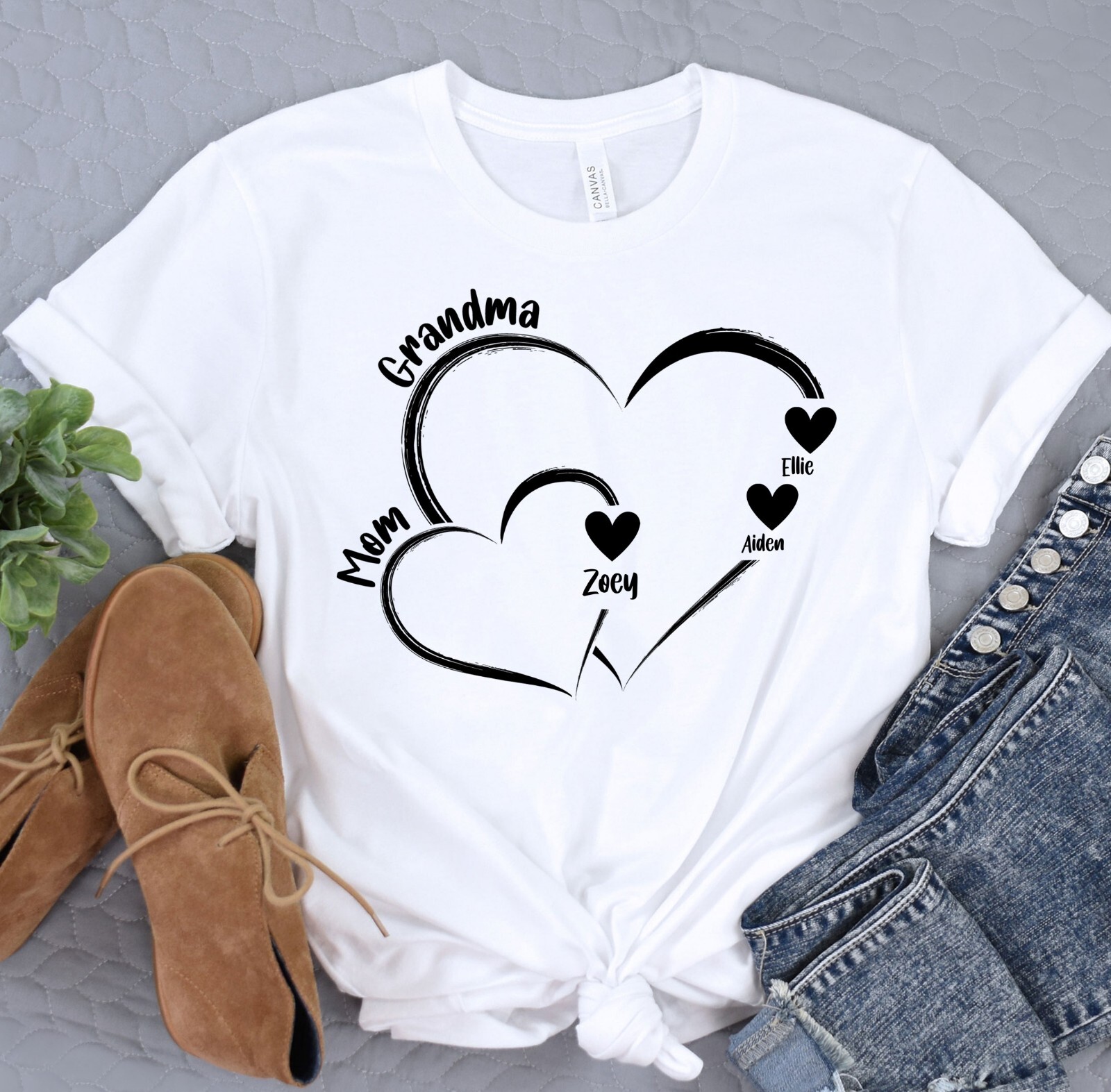 Custom Grandma Shirt, Mother's Day Gift, Kid Names Heart Tshirt, Baby Shower Tee gallery