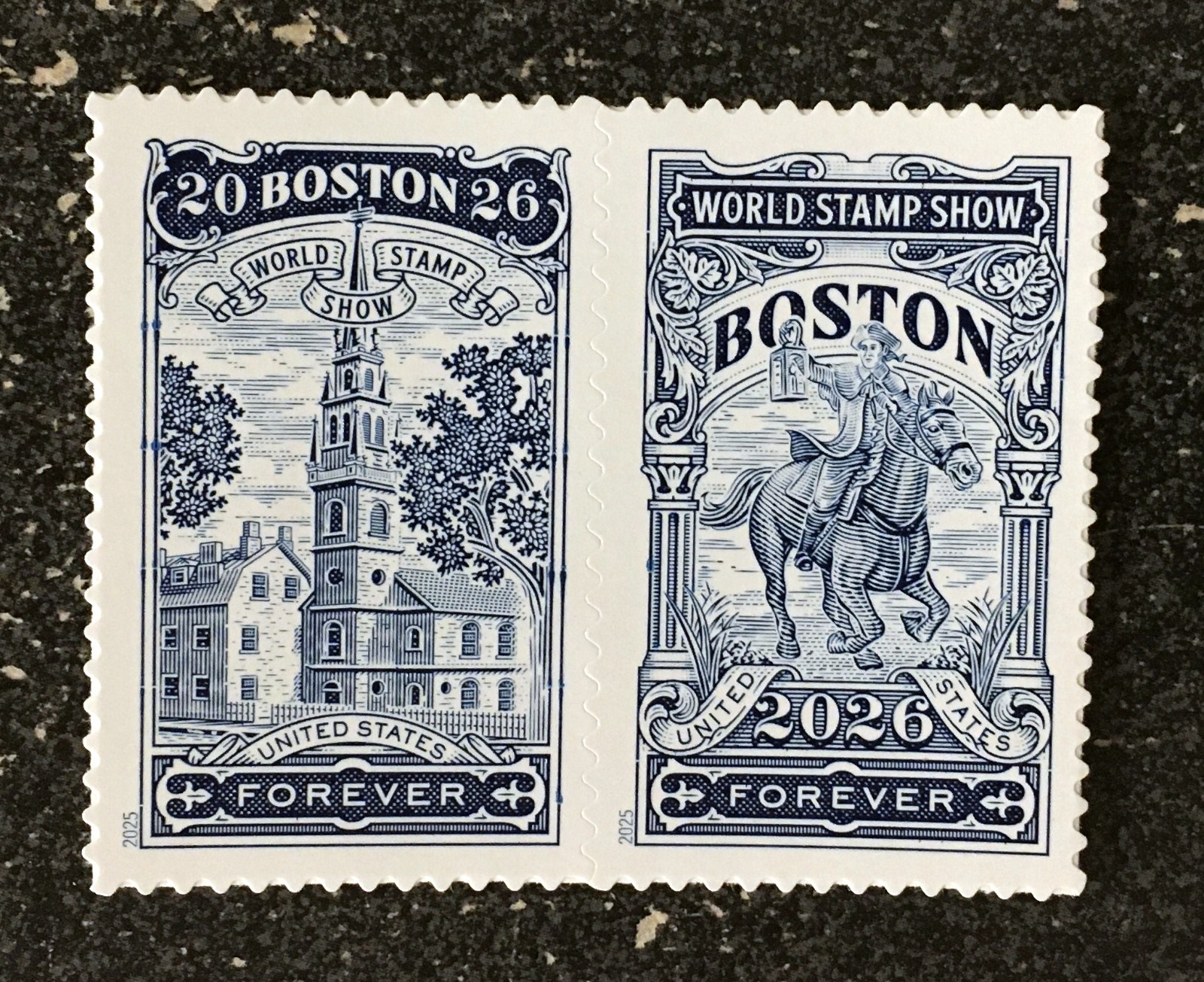 2025USA #6029-6030 Forever Boston 2026 World Stamp Show – Pair of 2 Stamps  mint